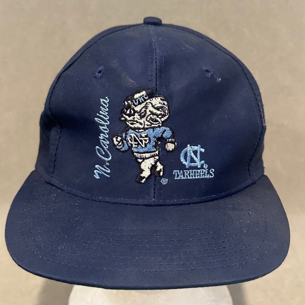 Vintage Front Row North Carolina Tar Heels Snapback Hat Navy Blue Rameses UNC